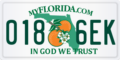 FL license plate 0186EK