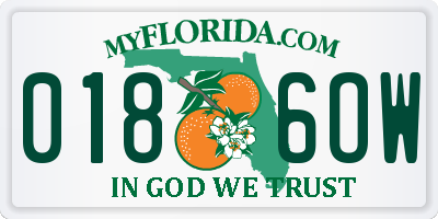 FL license plate 0186OW