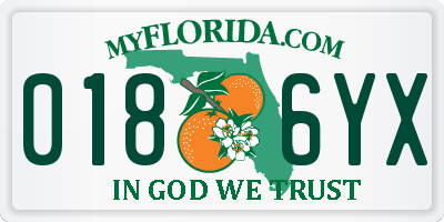 FL license plate 0186YX