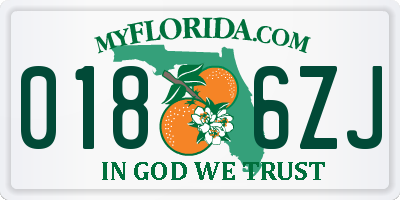 FL license plate 0186ZJ