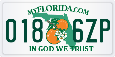 FL license plate 0186ZP