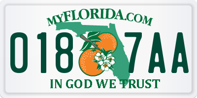 FL license plate 0187AA