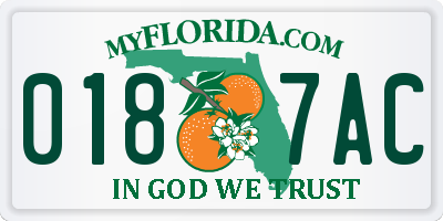FL license plate 0187AC