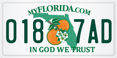 FL license plate 0187AD