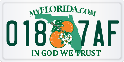 FL license plate 0187AF