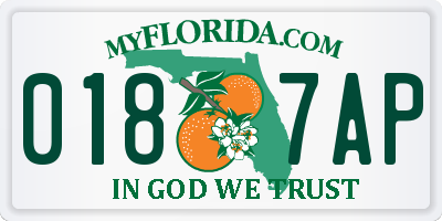 FL license plate 0187AP