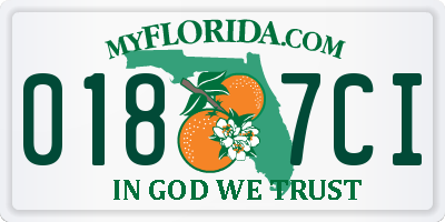FL license plate 0187CI