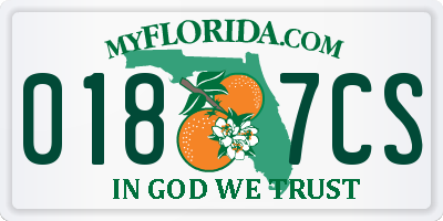 FL license plate 0187CS