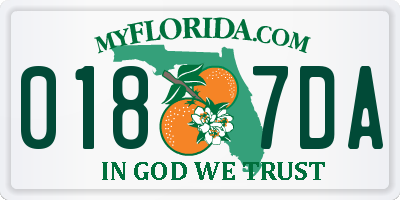 FL license plate 0187DA