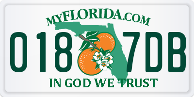 FL license plate 0187DB