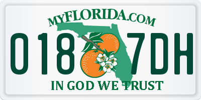 FL license plate 0187DH