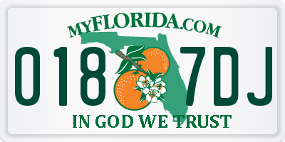 FL license plate 0187DJ