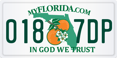 FL license plate 0187DP