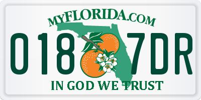 FL license plate 0187DR