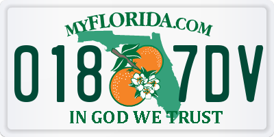 FL license plate 0187DV