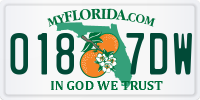 FL license plate 0187DW