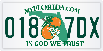 FL license plate 0187DX