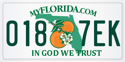 FL license plate 0187EK