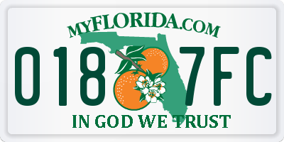 FL license plate 0187FC
