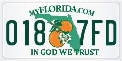 FL license plate 0187FD
