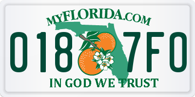 FL license plate 0187FO