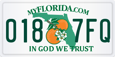 FL license plate 0187FQ