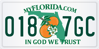 FL license plate 0187GC