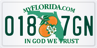 FL license plate 0187GN