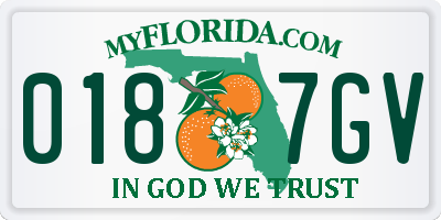 FL license plate 0187GV