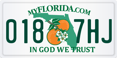 FL license plate 0187HJ