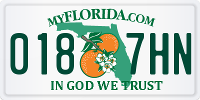 FL license plate 0187HN