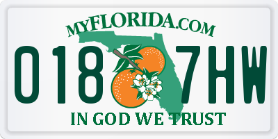 FL license plate 0187HW
