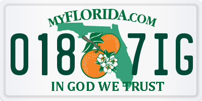 FL license plate 0187IG