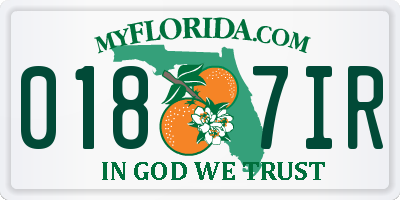 FL license plate 0187IR