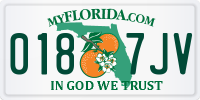 FL license plate 0187JV