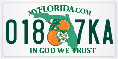 FL license plate 0187KA