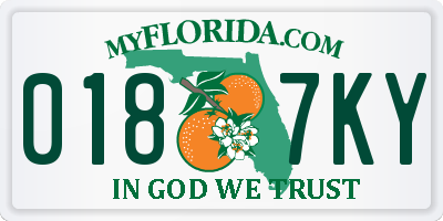 FL license plate 0187KY