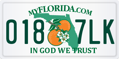 FL license plate 0187LK