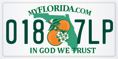 FL license plate 0187LP