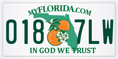 FL license plate 0187LW