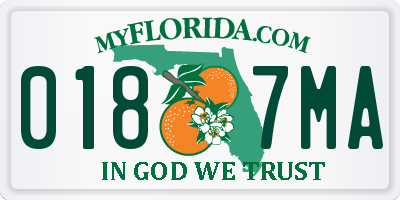 FL license plate 0187MA