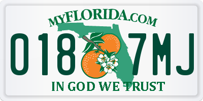 FL license plate 0187MJ