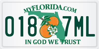 FL license plate 0187ML