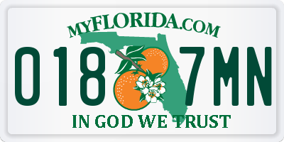 FL license plate 0187MN