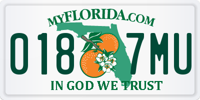 FL license plate 0187MU