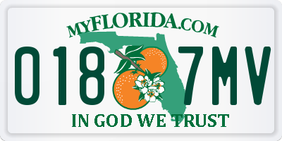 FL license plate 0187MV