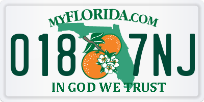 FL license plate 0187NJ