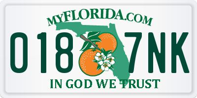FL license plate 0187NK