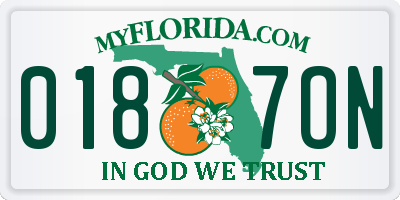 FL license plate 0187ON
