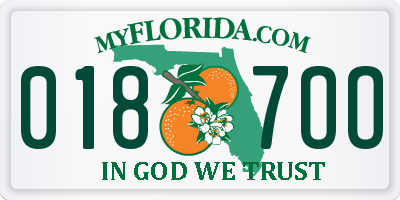FL license plate 0187OO